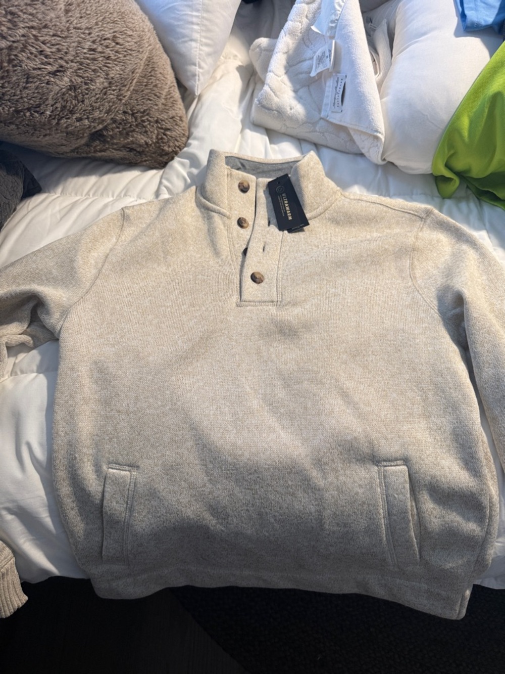 Banana Republic Cream Turtleneck Half-Snap Sweater
